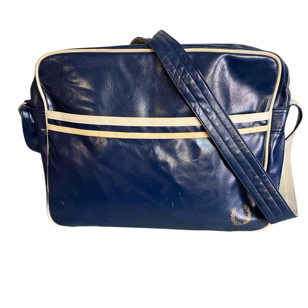 Classic Fred Perry Blue and Cream Shoulder Bag